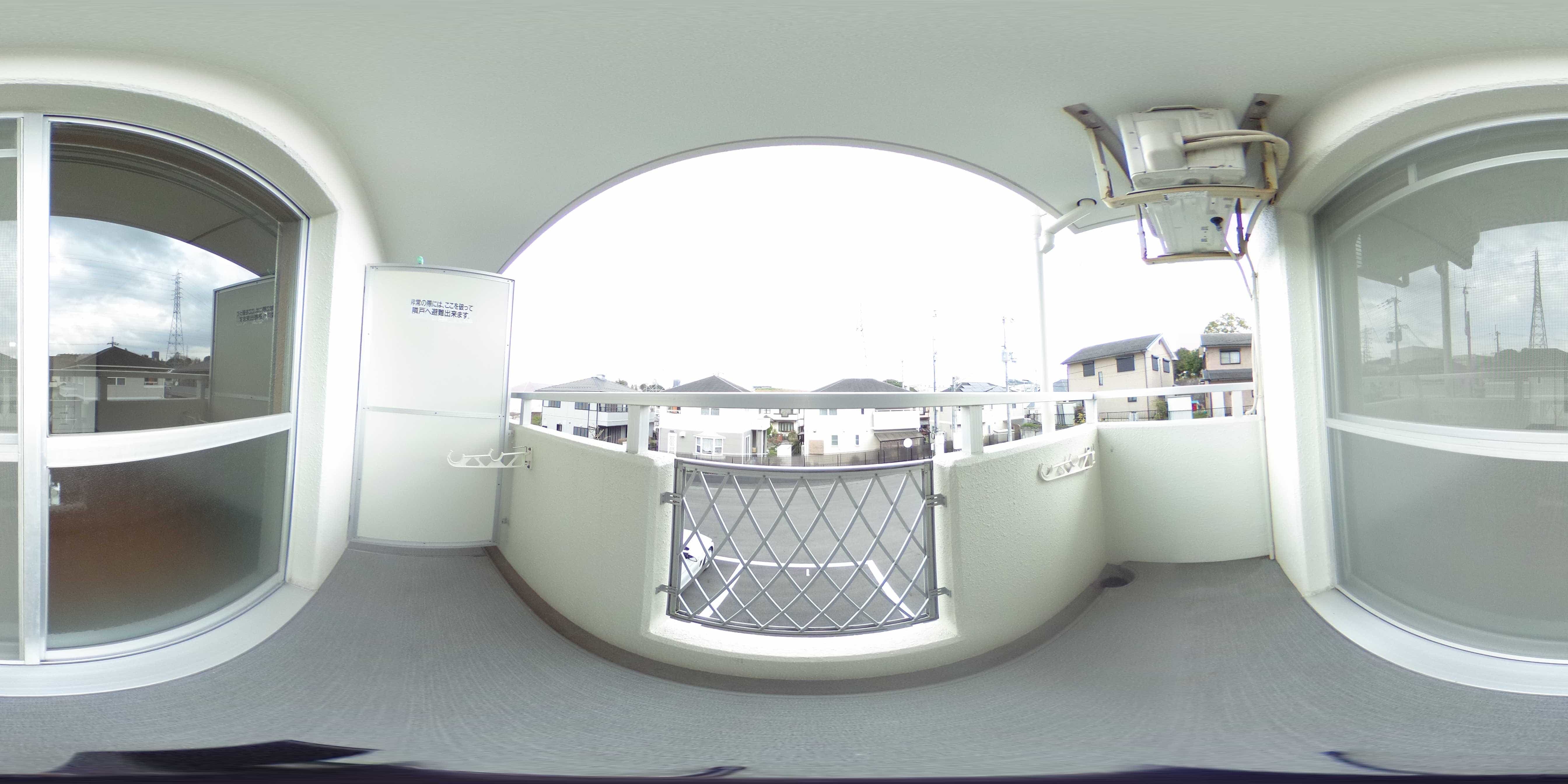 若草ﾌｪﾆｯｸｽﾏﾝｼｮﾝ(食事ｻﾎﾟｰﾄ付)バルコニーの360度パノラマビューのサムネイル