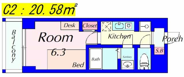 エスリードカレッジゲート南草津の間取り図のサムネイル