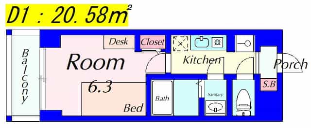 エスリードカレッジゲート南草津の間取り図のサムネイル