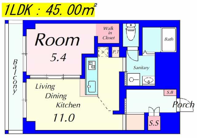 野路一番館(1LDKリノベ)の間取り図のサムネイル